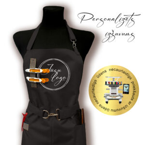 Melns priekšauts (ar metāla sprādzi) ar izšuvumu