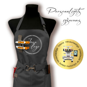 Tumši pelēks priekšauts (ar metāla sprādzi) ar izšuvumu