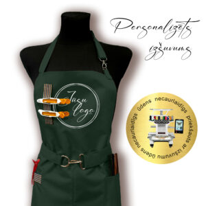 Zaļš priekšauts (ar metāla sprādzi) ar izšuvumu