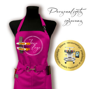 Rozā priekšauts (ar metāla sprādzi) ar izšuvumu