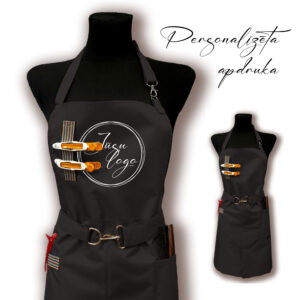 Melns priekšauts (ar metāla sprādzi) ar apdruku